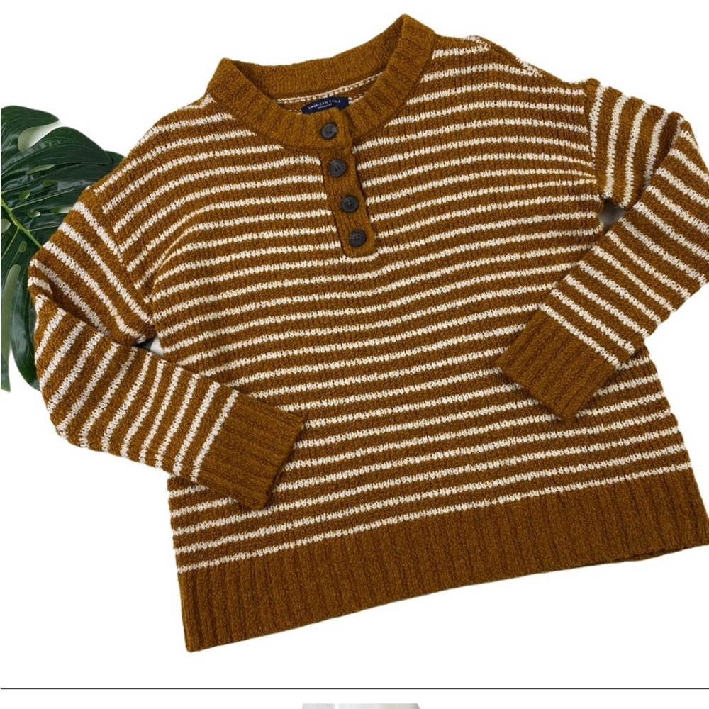 American Eagle | HALF PLACKET | STRIPED | KNIT SWEATER | XS